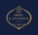 logo (7) Gold line art logo with a hanging lantern at the top and text reading "MMIC Lantern LLC" on a dark blue background.